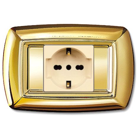 Placca serie Tondò, 1 modulo, UNEL, plastica, oro, compatibile con serie BTicino Magic - Elettrocanali ECL2599OR