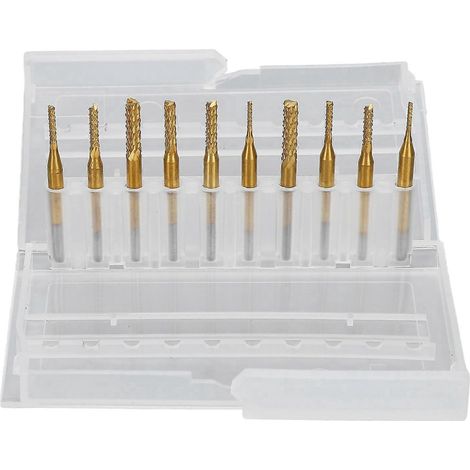 10 Stück Gravierfräser, titanbeschichtete Hartmetall-PCB-Fräser, 1/8-Zoll-Schaft, Rotationswerkzeuge, 1,0–3,0 mm