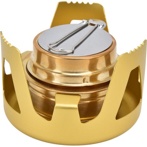 Réchaud de camping portable coupe-vent à vaporisation d'alcool liquide avec support pour le camping en plein air (jaune) (1/5)