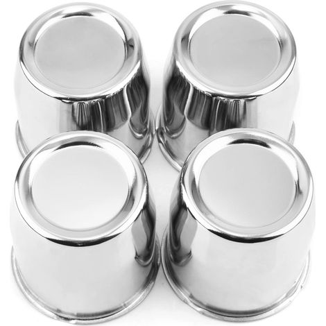 Lot de 4 cache-moyeux 3,13" OD 79,5 mm H 84 mm - En acier au carbone - Convient pour voitures de tourisme, véhicules tout-terrain, remorque, camion, roue - Chrome (1/5)