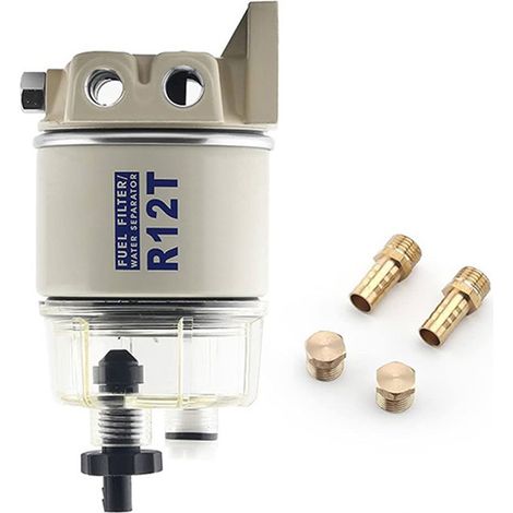 R12T – Ensemble séparateur eau-carburant pour vedettes, navires-citernes, petits diesels. (1/4)