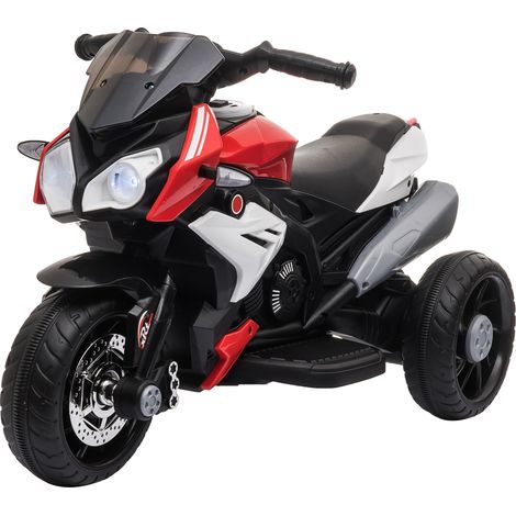 Kids Electric Motorcycle Ride-On Toy, Three Wheels, Music, Horn, Lights, Red (1/5)
