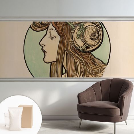 Papier peint décoratif avec colle pour salon, chambre à coucher et bureau – Design moderne et facile à poser Portrait Art nouveau 250x104 cm (1/5)