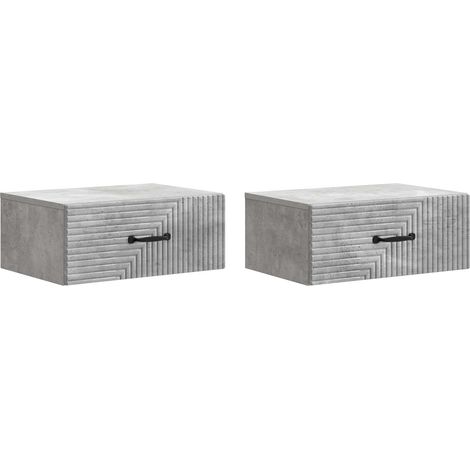 Mesita de Noche de Pared 2 pcs Gris Hormigón 49 x 34,5 x 20 cm vidaXL