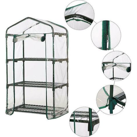 Étagère de jardin pour plantes d'intérieur, support en PVC transparent - 69 x 49 x 126 cm - 3 niveaux (1/3)
