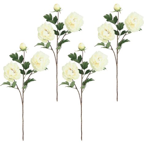 Pivoine artificielle en tige blanche 70cm lot de 4 (1/4)