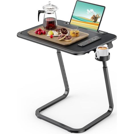 Table d'appoint, Bouts de canapé, Angle réglable en Hauteur, Pieds en U Plus Stables, 55 39cm Noir (1/5)