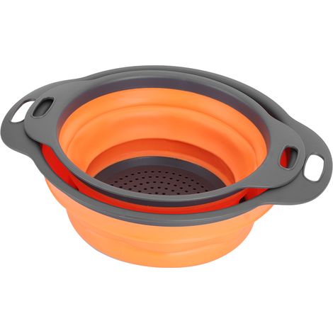 Zusammenklappbarer Abtropfkorb - Gemüse- und Obstsieb - Küchenaccessoire (Orange) (1/5)