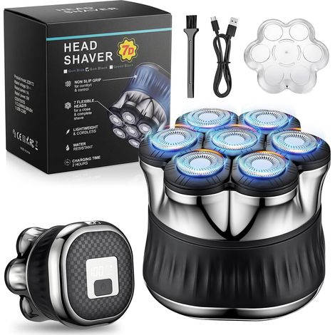 Men's Bald Head Shaver, 7D Electric Magnetic Shaver, IPX6 Waterproof Dry/Wet, LED Display, Type-C Charging (1/5)