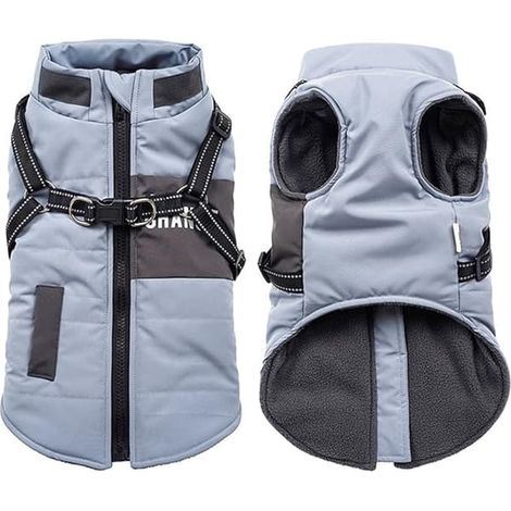 Gilet pour animaux, chaud et doux, veste d'hiver pour animaux de compagnie, veste pour chien avec col montant, chaud, plusieurs tailles et couleurs, coupe-vent et imperméable, bleu M (1/5)