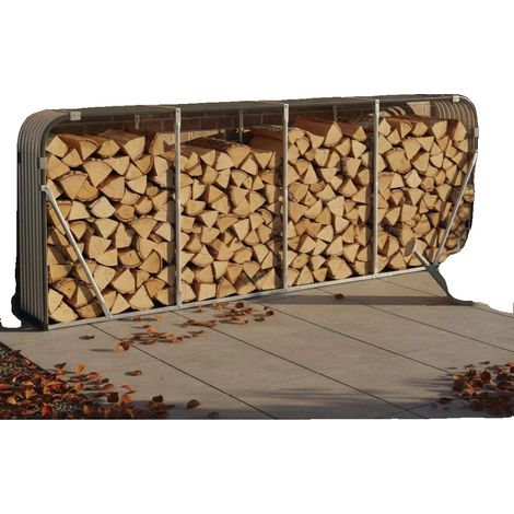 Porte-bûches, Acier galvanisé durable, Stockage de bois efficace, Anthracite (1/2)