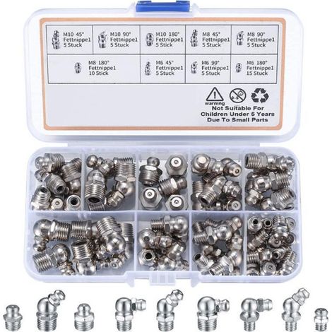 Kit de graisseurs M6 M10   60 pièces avec boîte plastique, pour entretien mécanique