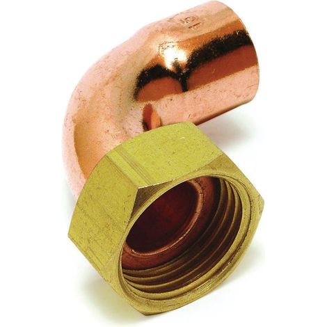 raccord 2 pièces coudé en laiton - femelle 20 x 27 vers femelle 22 mm - sachet de 2