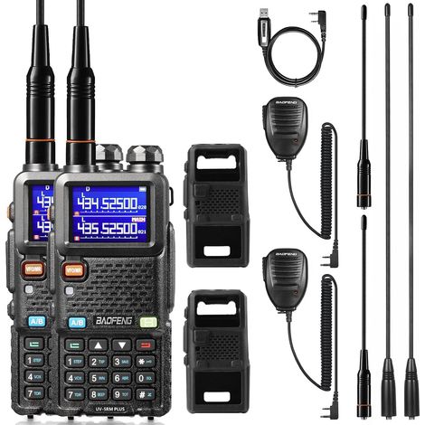 UV-5RM Plus 10W Amateur Radio, Dual Band, Long Range, with Soft Case, Programming Cable, 2500 mAh Battery, USB-C Port, Chirp Compatible, Pack of 2 Large Range Portable Radio, 2500mAh Battery, USB-C, (1/5)