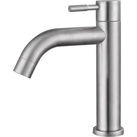 Wasserhahn, gebürsteter Edelstahl, Einzel-Kaltwasserhahn, Waschbecken, Wasserhahn, Badezimmerzubehör für Zuhause, Küche, Badezimmer (Einzylinder-Kaltwasserhahn), DOLASO (1/4)