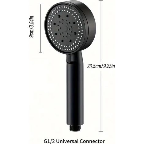 Pommeau de douche haute pression – 5 positions – Noir mat – Économie d’eau – Effet pluie – Luxe