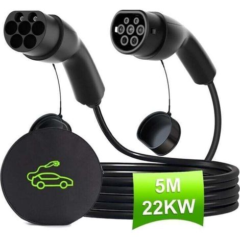 Electric vehicle charging cable, Mode 3 Type 2 to Type 2 fast charging cable, 22 kW 32 A 5 m electric vehicle charging cable, three-phase Type 2 charging cable (1/4)
