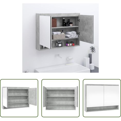 vidaXL Spiegelschrank MDF -  Spiegelschrank fürs Bad 80x15x60 cm MDF Betongrau