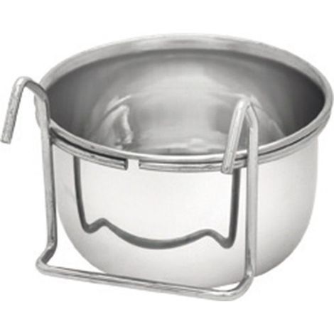 Fressnapf und Trinknapf für Haustiere. Pyradidenförmige Edelstahloberfläche. Mit Haken, 0,9 Liter, 12x5,5 cm