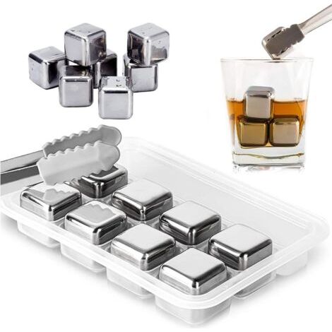 BUNTHAUS 8er-Pack wiederverwendbare Eiswürfel aus Edelstahl in Lebensmittelqualität (1/4)