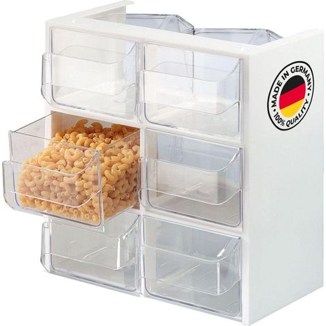 Westmark Contenitore a cassetti, 6 cassetti, Capacità: 1 l l'uno, Plastica, Venezia, Trasparente/Bianco, 78052240 (1/4)