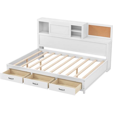 Daybed Frame with 3 Storage Drawers Double Guest Bed (1/5)