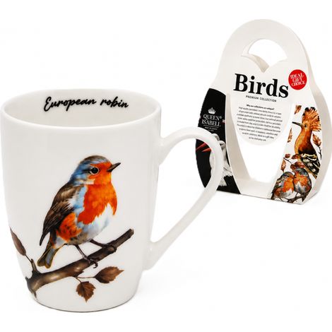 Taza de porcelana con diseño de petirrojo de 350 ml, de la colección Queen Isabell Birds, un regalo de primera calidad. (1/5)