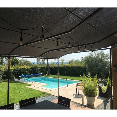 Direct Filet – Toile d'ombrage perméable 6x3 m – Résiste aux rafales jusqu'à 100 km/h – Installation sur pergola – Protection UV – Bords avec œillets renforcés
