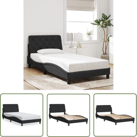 The Living Store Cadre de lit sans matelas noir 100x200 cm velours - Lit Double - Chambre À Coucher - Cadre De Lit - Literie - Design Moderne (1/5)