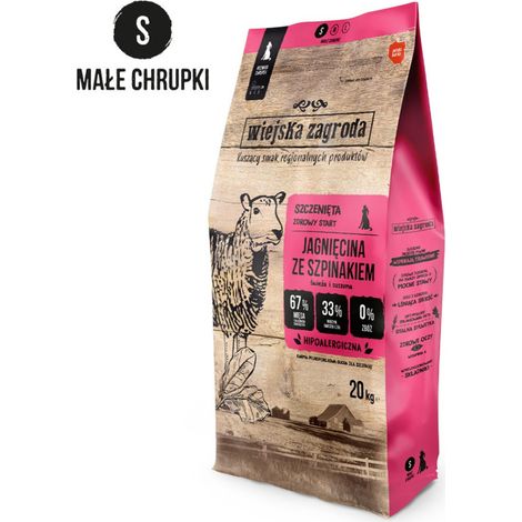 Wiejska Zagroda Pienso para perros CORDERO con ESPINACAS cachorro S 20kg (1/4)