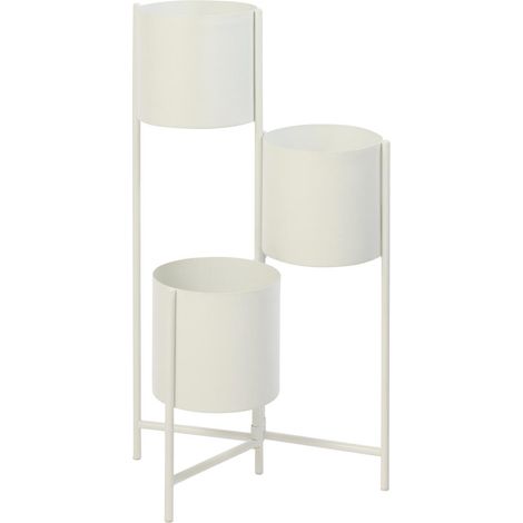 Support 3 Cache-Pots en Métal "Hallo" 75cm Blanc (1/2)