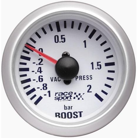 Manometre Pression turbo - fond blanc - diametre 52mm