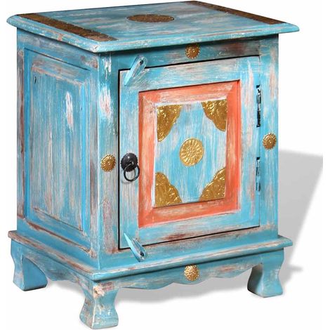 vidaXL Table de chevet Bois de manguier massif Bleu (1/5)