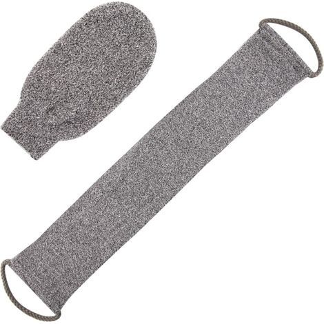 Gant Exfoliant Corps et Gant de Toilette en Fibre de Bambou Gris, Set de Bain Naturel pour Gommage Peau Morte, Alternative Douce au Gant de Crin et, Accessoires Douche pour Homme et Femme (1/5)