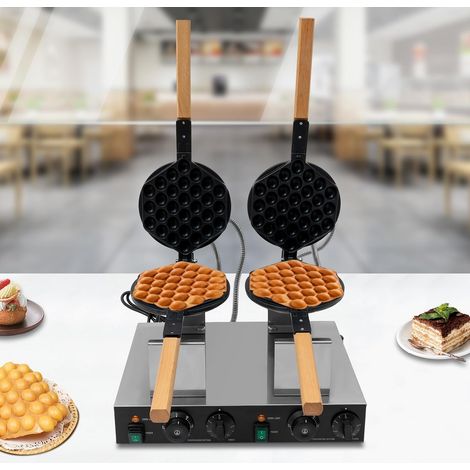 Gaufre en mousse double rotation machine à gaufre en mousse, 2830w commercial double gaufre en acier inoxydable avec revêtement anti - adhésif et minuterie pour café / dessert / restaurant, 50 - 300 °