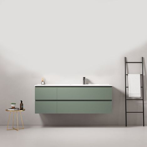 Mobile bagno sospeso 100 cm Verde Comodoro Lavabo in Resina Senza Specchio - Fiji Paint (1/5)