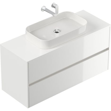 Badmöbel Taifun 120cm mit modernem Aufsatzwaschbecken weiß Hgl