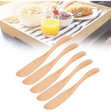 5 Couteaux à Beurre en Bois Style Japonais pour Tartiner Confiture Fromage Ustensile Cuisine