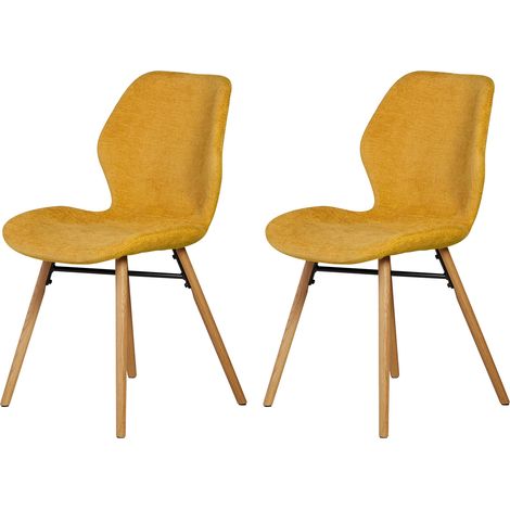 Lot de 2 chaises repas 46x53x84 cm en tissu jaune - KRISTEN