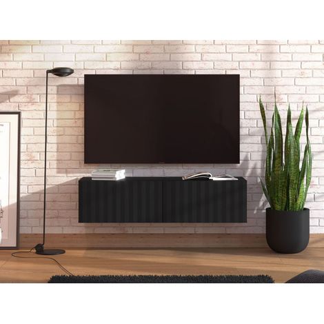 TV-Möbel Vetto, ein Regalboden, 2 Türen, 2 Fächer, 128x42x32h cm Schwarz (1/5)