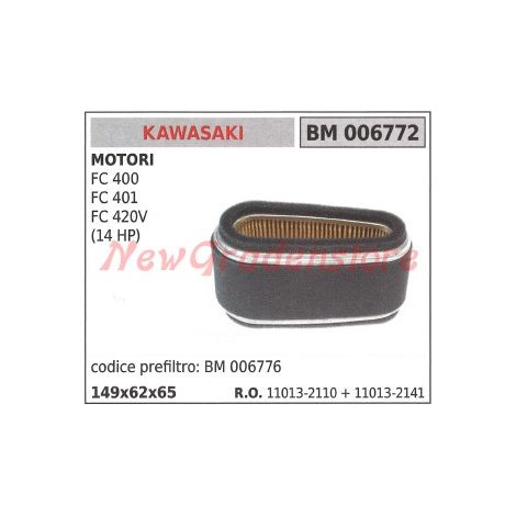 Filtro aria KAWASAKI motore FC 400 401 420V (14 HP) 006772 11013-2110 11013-2141