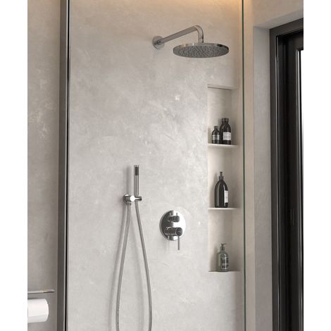Kit douche encastrable moderne jet de pluie Chromé - Corbeau