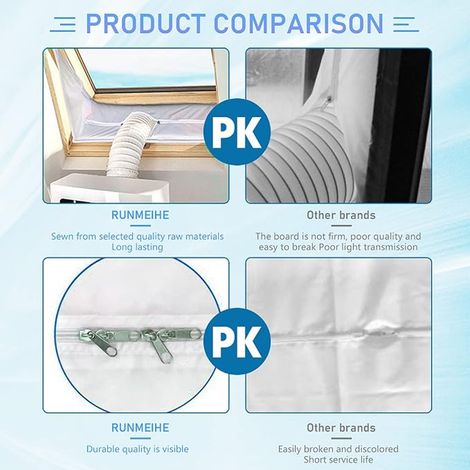 Kit de Calfeutrage Climatiseur Mobile, Double évents Imperméable Kit Fenêtre Climatiseur Mobile Convient pour le Conditionneur avec Tuyau Simple et Double (1/3)