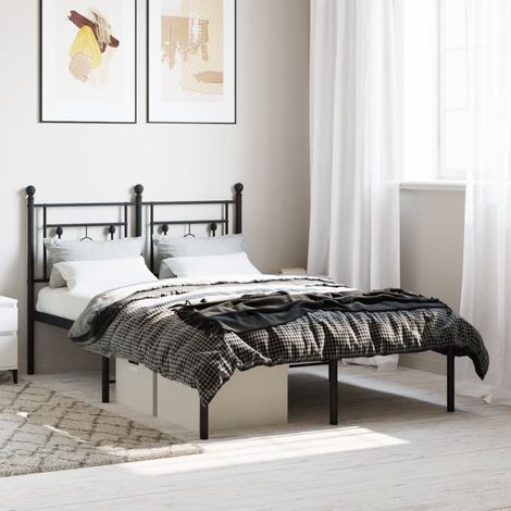 Bettgestell mit Kopfteil Metall Schwarz 120x200 cm vidaXL (1/5)