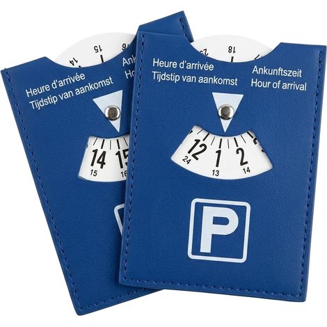Maxi Parking Disc, Soft Faux Leather, for Car and Motorcycle, Multilingual, 10 x 13 cm, European Time Indication (1/5)