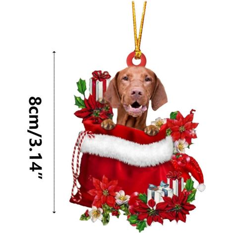 Décorations saisonnières & de fêtes : étiquette de Noël mignonne chien et fleurs, décorations de Noël, étiquette pendentif pour sapin de Noël, décoration, sapin de Noël de chalet (1/4)