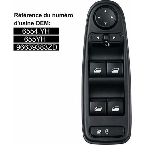 Commande Leve Vitre C4 Picasso 6554.YH Commutateur Interrupteur Bouton Lève Vitre Pour Citroen C4 Grand Picasso (1/5)