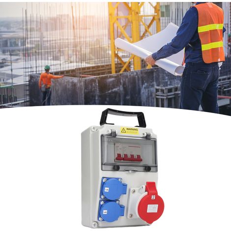 Unité de distribution d'énergie portable avec disjoncteur, unité de distribution de terrain à 5 pôles avec deux prises universelles AC200-250V et prises CEE AC220-380V/240-415V, distribution d'énergie (1/5)