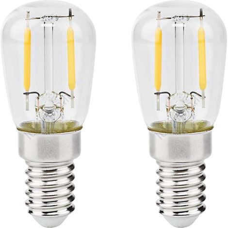 2 Lampadina Led Filamento E14 2W 220V 220LM,Per Frigorifero Vetro Trasparente D26X60mm, Disponibili 2700K 6500K (Bianco Caldo 2700K)