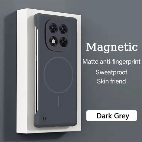 Coque de téléphone sans cadre magnétique à spirale fine (Gris foncé, Redmi Note 14 Pro 5G (Global)), ultra-fine et hypoallergénique.